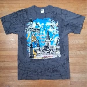 NWOT New Orleans French Quarter Jazz T Shirt Gray with NOLA Map Print Size L